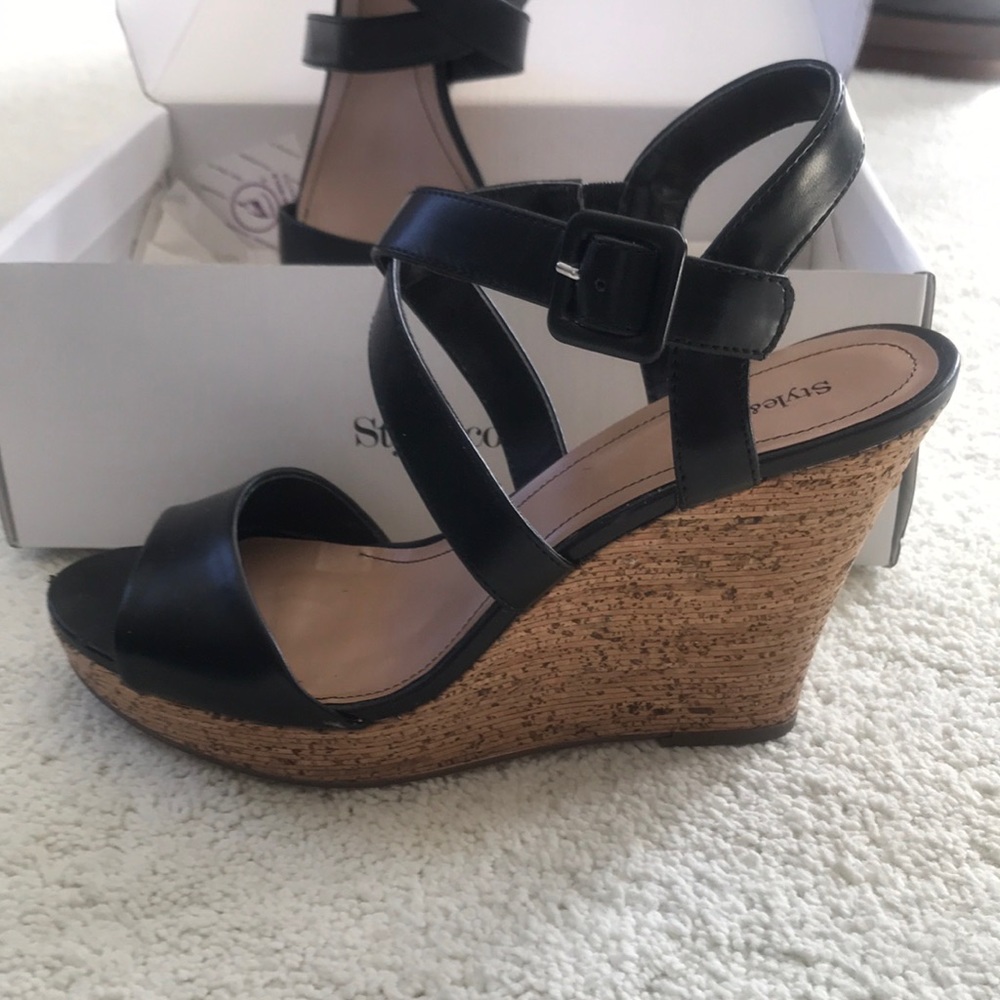 Style & Co. Black Sandal Wedges 10